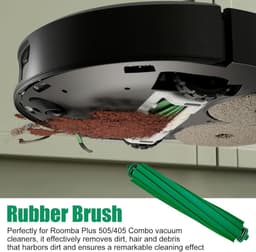 JGS Premium Vervangingsset geschikt voor iRobot Roomba Plus 405/505 Combo, 16-delig, met rubberen borstel, mopdoeken, stofzakken, filters en zijborstels — thumbnail 3
