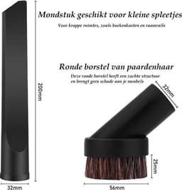 stofzuiger hulpstukken set - 6-delig - meubelborstel - spleetzuigmond - stofzuigermond - stofzuigermondstuk - stofzuigervoet - Binnendiameter van de interface 32mm/35mm — thumbnail 3