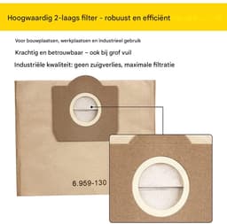 EXCITAT Stofzuigerzakken - Dubbellaagse papieren filterzak - Rechtopstaand - Recyclebaar - Grote capaciteit - 5 stuks — thumbnail 2