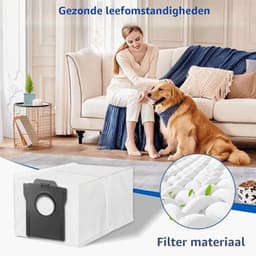 10 Stofzuigerzakken voor Dreame L40s Pro Ultra, L50/L40 Ultra AE, X30 Ultra - Vervangende Stofzakken voor Robotstofzuiger, Wit Non-Woven met Zwarte Connector — thumbnail 1