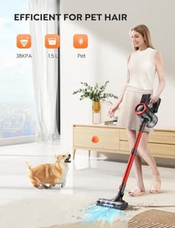 Draadloze Stofzuiger - Elektrische Bezem - Huishouden Schoonmaken - Automatische Modus - 15 Liter - Rood — thumbnail 5