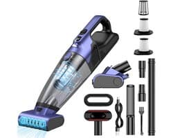 SnelShoppen - Handheld Stofzuiger Draadloos 17000Pa - Mini Oplaadbare Stofzuiger voor Auto, Huis en Camping - Krachtige Zuigkracht, Laag Geluidsniveau