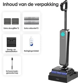 Tineco Floor One S9 Scientist Complete - Nat en droog stofzuiger en dweil - One Step Auto Water hervulsysteem - 5L Water tank - 360° SmoothDrive - DualBlock Anti-Tangle - 85℃ Sneldroog - 90 accu - Triple-Sided Edge schoonmaken - 180° Lay-Flat — thumbnail 3