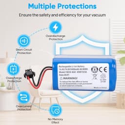 Krachtige 3400 mAh batterij voor diverse stofzuigers zoals Tikom, Yeedi en Conga, ideaal voor langdurig gebruik en optimale prestaties — thumbnail 3