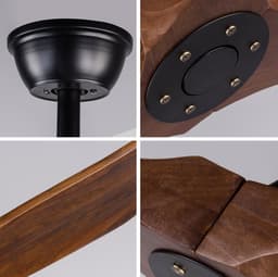 COVREO Plafondventilator zonder licht met afstandsbediening – Ø152,4 cm – Ventilator met 6 standen en timer – voor woonkamer en terras – Zwart — thumbnail 2
