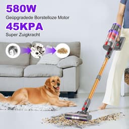 Steelstofzuiger Draadloos - Krachtige Stofzuiger - Huis Reinigen - Automatische Zuigkracht - 75 Min Looptijd - Goud — thumbnail 4