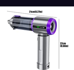 Persluchtstofdoek - Draadloze Cleaner - Auto Interieur Reinigen - Borstelloze Motor - 100W Vermogen - Zilverkleurig — thumbnail 5