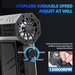 Radiale Ventilator - Mini Blower Krachtig - Stof Verwijderen - Oneindige Snelheidsregeling - 143x93x39mm - Zwart — thumbnail 3