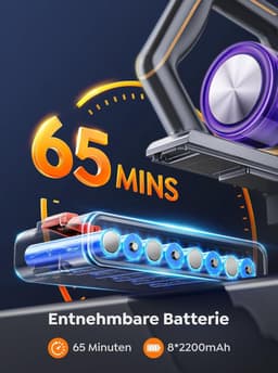 Draadloze Stofzuiger - Steelstofzuiger Krachtig - Huis Reinigen - 600W 50KPA Sterke Zuigkracht - 65 Minuten Looptijd - Paars — thumbnail 2