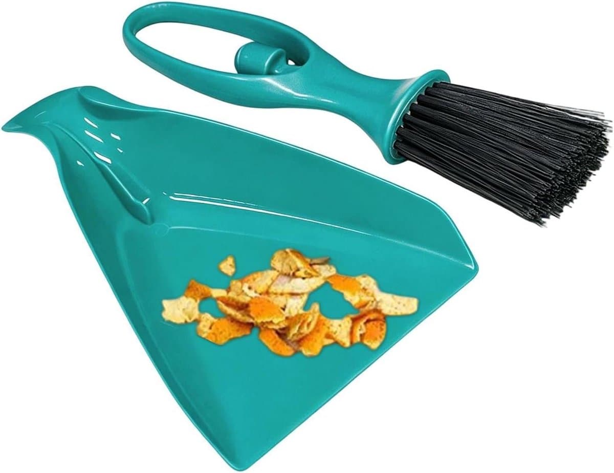 Kleine Borstel Blik - Mini Stoffer Set - Snel Opruimen - Ergonomisch Handvat - 11x23.5 cm - Groen — afbeelding 1