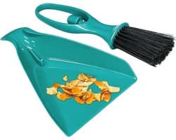 Kleine Borstel Blik - Mini Stoffer Set - Snel Opruimen - Ergonomisch Handvat - 11x23.5 cm - Groen