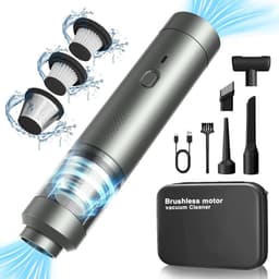 Draadloze Handstofzuiger - Mini Stofzuiger - Auto Interieur Reinigen - 4-in-1 Multifunctioneel - 23 Kpa Zuigkracht - Zilver — thumbnail 1