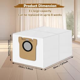 12 Stuks Stofzuigerzakken voor Xiaomi X10+/X20+, X20 Pro/Max, voor Dreame L20/L10s/L10/L10s Pro/L50 Pro Ultra, L20 Ultra/X40/X50 Ultra Complete Stofzuiger, 3 Grote Capaciteit Stofzakken Vervanging — thumbnail 3