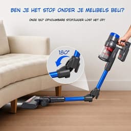 Kavora® Steelstofzuiger Draadloos - Steelstofzuigers Snoerloos - Draadloze Stofzuiger - Blauw/Grijs - 25cm x 22cm x 115cm — thumbnail 3