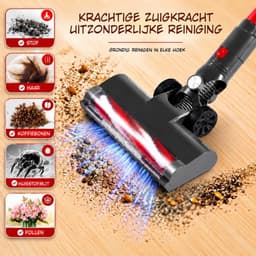 Kavora® Steelstofzuiger Draadloos - Steelstofzuigers Snoerloos - Draadloze Stofzuiger - Rood en Grijs - 25cm x 22cm x 115cm — thumbnail 2