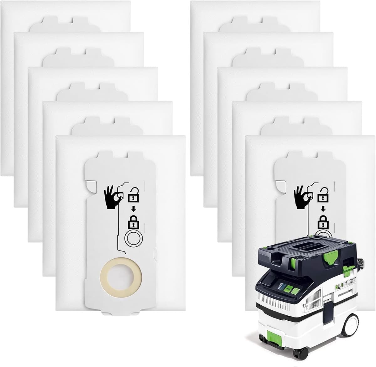 Set van 10 filterzakken geschikt voor 204308 CT Mini/Midi -2/5 – vervangende filterzakken voor stofzuigers — afbeelding 1