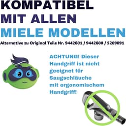 Tweedelige handgreepbuis, compatibel geschikt voor alle Miele C1, C2, C3, S8, S6, S5, S4 en S2 stofzuigers, vervangingsonderdeel, handgreep geschikt voor een diageschikt voorer van 34 mm geschikt voor de Cat&Dog EcoLine Complete Compact Classic. — thumbnail 4
