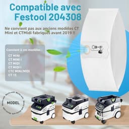 5 stuks - filterzakken - geschikt voor Festool CT Mini/CT Midi/CT Midi I/CTC Mini/Midi/CT 15 stofzuigers (modellen geproduceerd vanaf 2019). — thumbnail 3