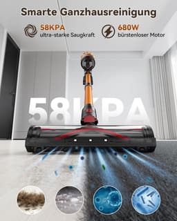Accu-staafstofzuiger - Zwart - 58 KPA - Draadloze Stofzuiger met Led-Touchscreen en Multifunctionele Accessoires - Voor Tapijt en Harde Vloeren — thumbnail 2