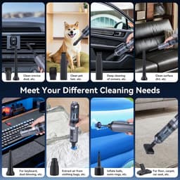 SnelShoppen - Handstofzuiger Accu 16000 Pa Draadloos 4-in-1 Mini Stofzuiger Met 8 Verwisselbare Sproeiers Voor Auto Woning Keuken Bekleding Voegen — thumbnail 4