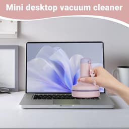 Desktop Stofzuiger - Handstofzuiger Draadloos - Bureau Schoonmaken - Dubbele Zuigkracht - 8.7 x 8.7 x 12 cm - Roze — thumbnail 2