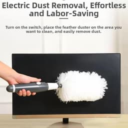 Elektrische Plumeau - Draaibare Stofwisser - Hoge Oppervlakken Reinigen - 360 Graden Draaibaar - Uittrekbaar tot 85 cm - Wit — thumbnail 5