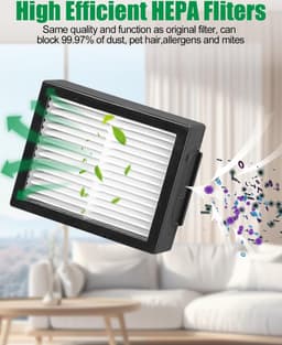 Compleet Set Reserveonderdelen voor iRobot Roomba E/I/J-serie, i7 i7+ i3 i3+ i4 i4+ j7 j7+ E5 E6, borstelaccessoires compatibel met iRobot Roomba, 2 sets rubberen borstels,8 hoogwaardige filters, 10 zijborstels — thumbnail 2