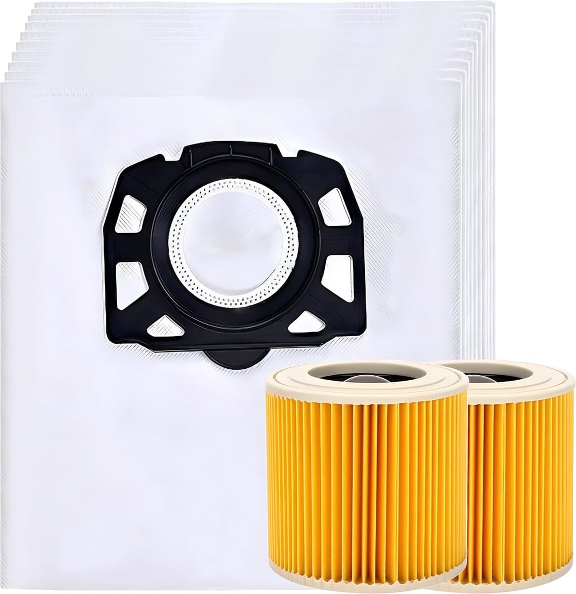 15x Stofzuigerzakken & 2 filter geschikt voor Karcher WD2 Plus, WD3 (Battery), KWD1, KWD2, KWD3, WD3.200 - WD3.800 M - stofzuigzak stofzakken — afbeelding 1