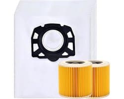 15x Stofzuigerzakken & 2 filter geschikt voor Karcher WD2 Plus, WD3 (Battery), KWD1, KWD2, KWD3, WD3.200 - WD3.800 M - stofzuigzak stofzakken