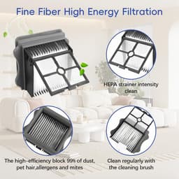 Rollerborstels en filter - Accessoirepakket - Reserveonderdelen Geschikt Voor Tineco Pro Led C/Chorus Pro Station/Booster/wiper Extreme - 1 Rolborstels + 1 HEPA-filters — thumbnail 3