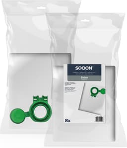 SQOON® Stofzuigerzakken geschikt voor SEBO Airbelt D - Gelijk aan model: 8120ER - High Filtration voor optimale stofopname 8 stuks — thumbnail 1
