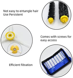 Vervangende Onderdelen Accessoires - Geschikt voor iRobot Roomba 600 Serie 694 676 675 692 695 677 671 690 680 660 650 620 614 610 600 Stofzuiger Robot - 1 Paar Hoofdborstel 4 Filter 4 Zijborstel - Reserveonderdelen — thumbnail 5