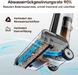 De Warenloods - Draadloze Nat Droog Stofzuiger - Alleszuiger - Vloerreiniger- Vacuüm Cleaner - Met Dweilfunctie - Zonder Zak - Wireless - Werktijd 45 minuten - Smart LED Display — thumbnail 4
