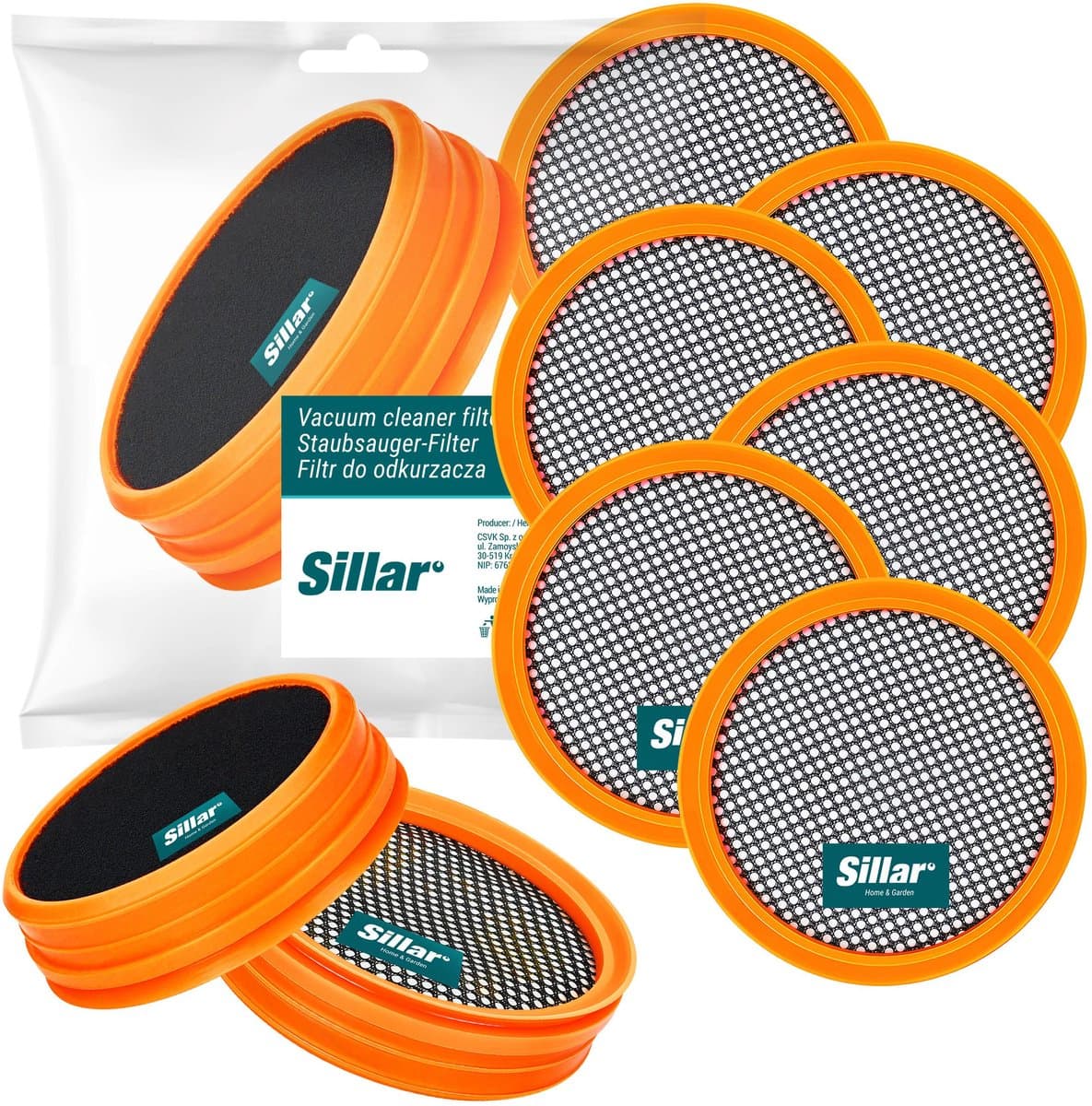 Sillar, set 6 filters voor stofzuiger, wasbaar stofzuigerfilter, vervanging FC8009 / CP0948, geschikt voor steelstofzuiger Philips SpeedPro 5000, 5000 AQUA — afbeelding 1