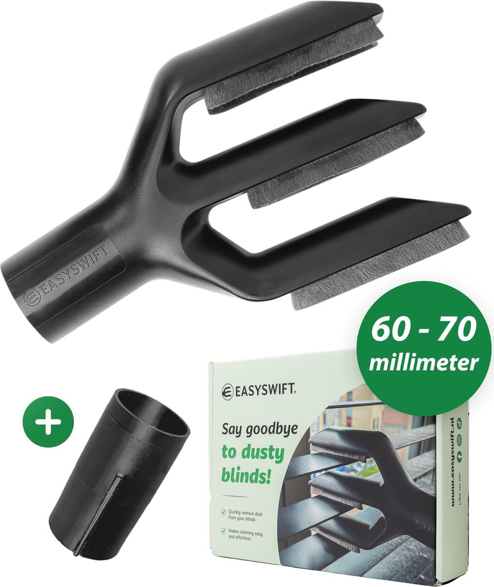 EasySwift Opzetstuk 60-70mm - Jaloezieën Reiniger - Lamellen reiniger - Stofzuiger Accessoires - Stofvrij - Universeel - Zwart (Alléén geschikt voor lamellen van 60 tot 70mm) — afbeelding 1
