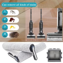 Accessoireset - 6 stuks - geschikt voor Tineco Floor One S5 - FLOOR ONE S5 PRO - S5 PRO 2 - S5 PRO SERIES - IFLOOR 5 BREEZE - accustofzuiger (nat en droog) - Vervangingsonderdelen - Inclusief 1 borstelrollen en 4 HEPA-filters en 1 reinigingsborstel — thumbnail 3