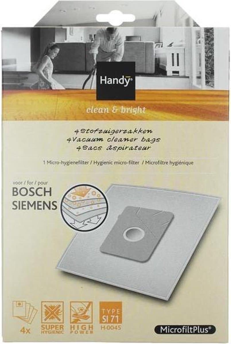 Handy  Type SI71  - Stofzuigerzakken - 4 stuks + 1 Micro Hygiënefilter - Bosch en Siemens stofzuigerzakken — afbeelding 1