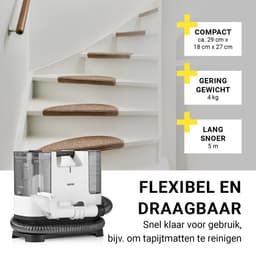 N8WERK Stofzuiger Portable Clean - Bekleding- en tapijtreiniger, licht en compact - Vlekverwijderaar, krachtige 400 watt motor, schoon- en vuilwatertank - Incl. schoonmaakmiddel — thumbnail 3