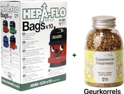 Numatic - Stofzuigerzakken + Geurkorrels (limonella geur) - Hepa flo bags - Voor Henry/Hetty - NVM 1CH X10 - COMBIDEAL — thumbnail 1