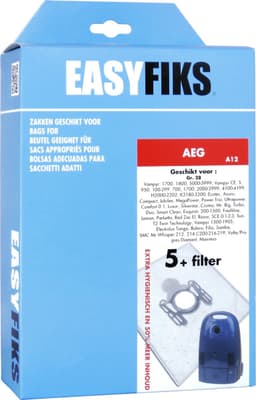 Easyfiks A12 stofzuigerzakken geschikt voor AEG GR28, Vampyr CE series - 5 stuks + 1 filter — thumbnail 1