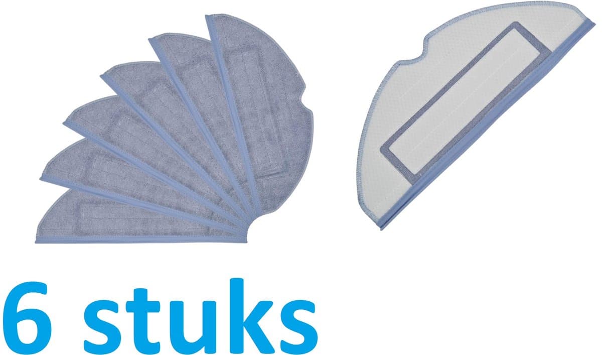 6 x mop - doekjes compatibel met Roborock S7 - S7 Plus - schoonmaakdoeken van microvezel - dweilset - accessoireset - Hoogwaardige vervanging voor Roborock T7 T7 Plus — afbeelding 1