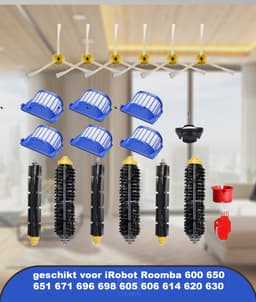 Accessoires geschikt voor iRobot Roomba 600 650 651 671 696 698 605 606 614 620 630 serie: 2 sets rollerborstels als reserveonderdelen — thumbnail 1