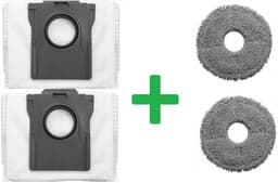 2 x mop - dweildoek + 2 x stofzuigerzak zak voor Dreame X50 - X40 - X30 - Hoogwaardige vervanging compatibel met Dreame L10s pro Ultra - L10s Pro Ultra Heat - X40 Ultra E12 - L40 Ultra - L10s Ultra Gen2 - Accessoires - reserveonderdelen — thumbnail 1