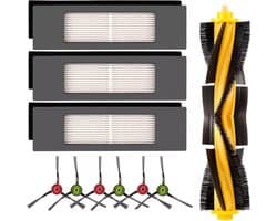 (10 stuks) vervangende stukjes geschikt voor Ecovacs DEEBOT OZMO 920 950 T8 AIVI Max T9 T5 N5 N7 N8+ N8 Pro Plus DX55 DX93 DJ65 robotstofzuiger accessoirekit, 1 hoofdrolborstel, 3 HEPA-filters, 6 zijborstels