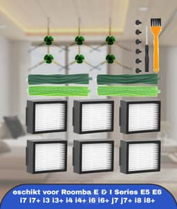 Borstelvervangingsonderdelen geschikt voor Roomba E & I Series E5 E6 i7 i7+ i3 i3+ i4 i4+ i6 i6+ i8 i8+, 2 Sets Rubberen Borstels, 6 Filters, 6 Zijborstels, Vervanging Robot Stofzuiger Accessoires voor Roomba — thumbnail 1