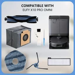 PolkaHome 29 stuks reserveonderdelen geschikt voor eufy X10 Pro Omni stofzuigerrobot, 6 stofzakken, 8 wasbare stofzuigerdoekjes, 6 zijborstels, 4 HEPA-filters, 2 hoofdborstel, 1 reinigingsborstel, 1 schroevendraaier, 1 doek. X10 Pro Omni-accessoires — thumbnail 2