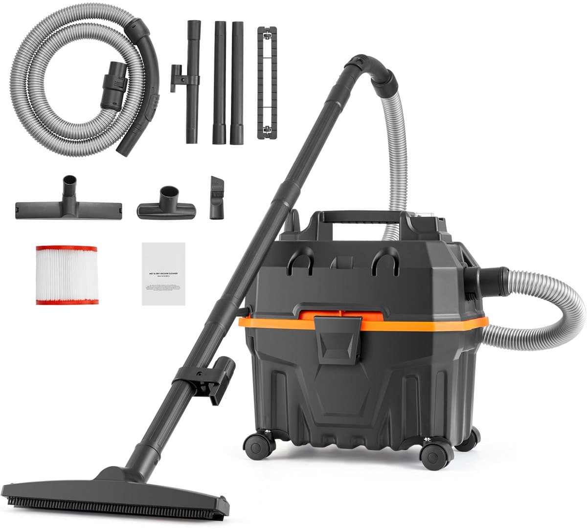 Nat/droogzuiger voor Werkplaatsen, 5 Pk, 15 L , Krachtige Zuig- en Blaasprestaties , Draagbaar met Hulpstukken , Ideaal voor Tapijten en Vuil , Lichtgewicht， Zwart — afbeelding 1