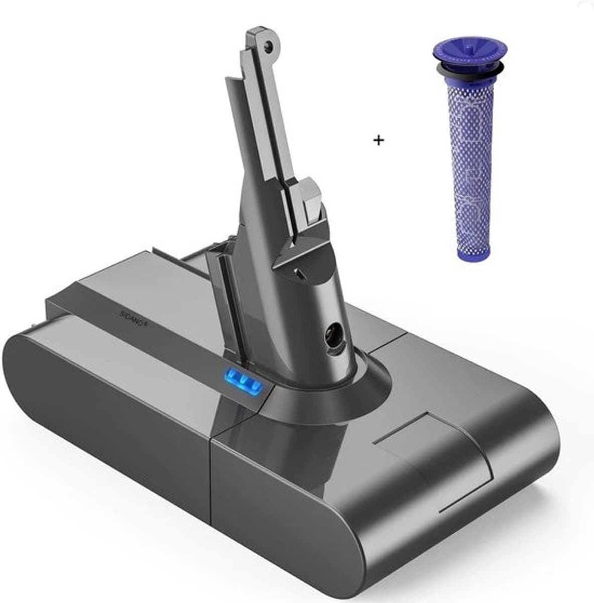 SIDANO® Vervangende Accu - Batterij geschikt voor Dyson V8 - 4000mAh - met 1 filter (voorfilter) — afbeelding 1