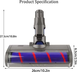 Borstel / Zuigmond met zachte roller voor Dyson V6 Steelstofzuigers – met LED Licht - voor harde vloeren — thumbnail 3
