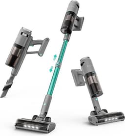 Luxe Steelstofzuiger – Draadloos – Stofzuiger zonder Zak op Accu – Wireless Vacuum Cleaner – 38000PA Zuigkracht – LED Verlichting – 450W – Grijs — thumbnail 1